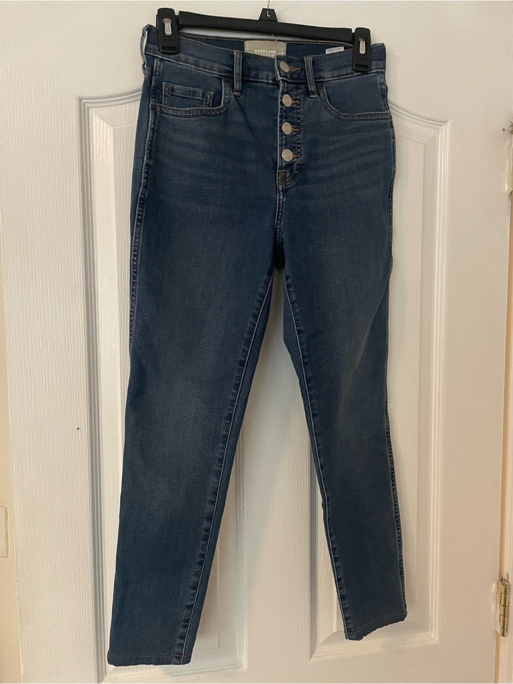 Everlane High-Rise Dark Indigo Button-Fly Jeans 27 Ankle Vintage Skinny Jean